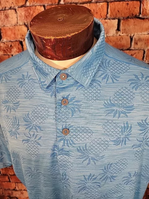 Tommy Bahama Island Zone Men's XL Blue Hawaiian Short Sleeve Polo Shirt 🏝️