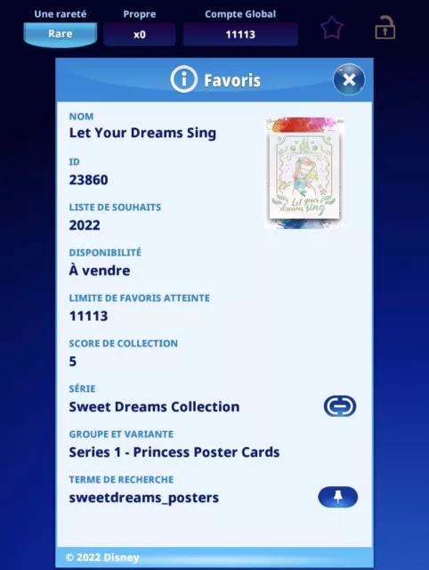 Topps Disney Collect Rare Ariel Let Your Sing Sweet Dreams Princess 2022 Digital 3