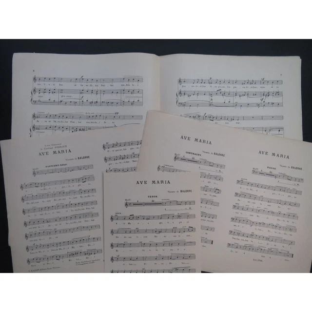DE BALORRE Vicomte Ave Maria Dédicace Chant Orgue ou Harmonium ca1900 5