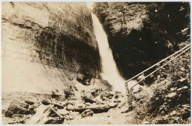 Miners Falls, Munising, Michigan 1942 RPPC