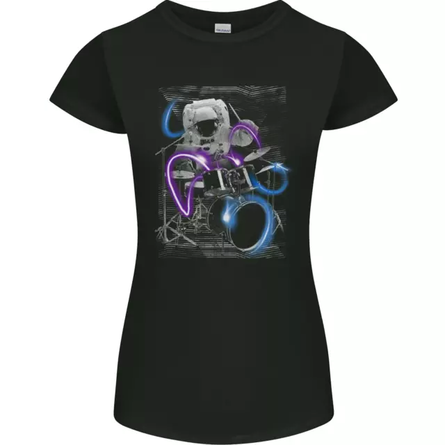 T-shirt donna Petite Cut Astronaut Drummer Drumming Drums