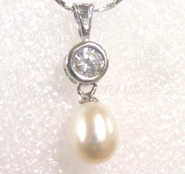 Women New Fresh Water Real Pearl White Pearl  Pendant Only Christmas Holiday UK