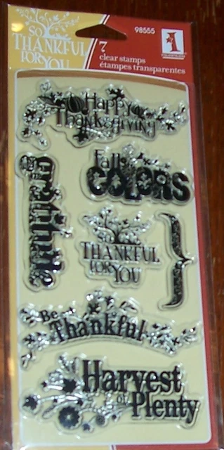 CLEAR ACRYLIC INKADINKADO STAMPS HARVEST EXPRESSIONS~FALL HOLIDAYS  wks CTMH blk