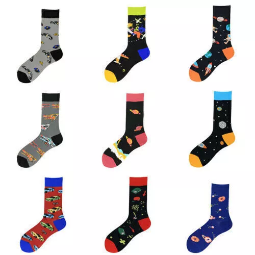 Combed Socks   Warm  Plane  Rocket Funny Cotton Car Novelty Space Mens