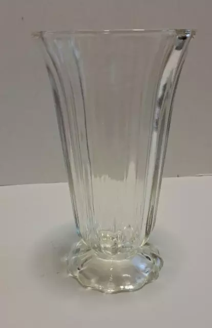 Vintage Glass Vase 8" tall (ribbed)