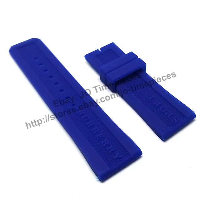 24mm Blue Rubber Watch Band Strap Comp Burberry Endurance BU7711 BU7714 24mm Blue Rubber Watch Band Strap Comp Burberry Endurance BU7711 BU7714
