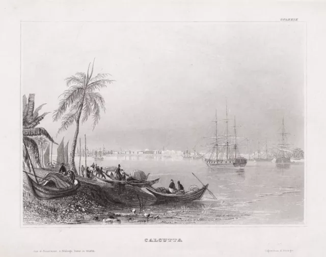 Kolkata Calcutta Kalkutta Indien India Ansicht Stahlstich engraving 1840