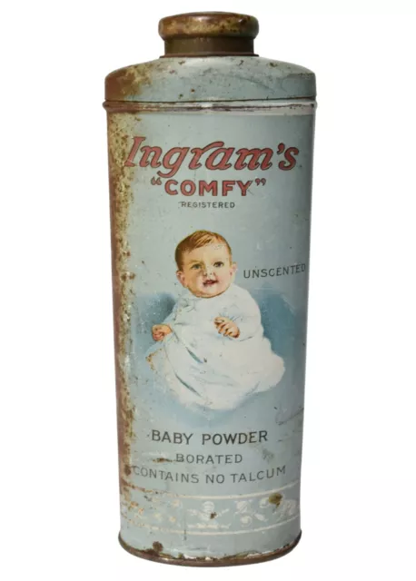 Antique Ingram's Comfy Baby Powder Tin Borated No Talcum Advertising Tin