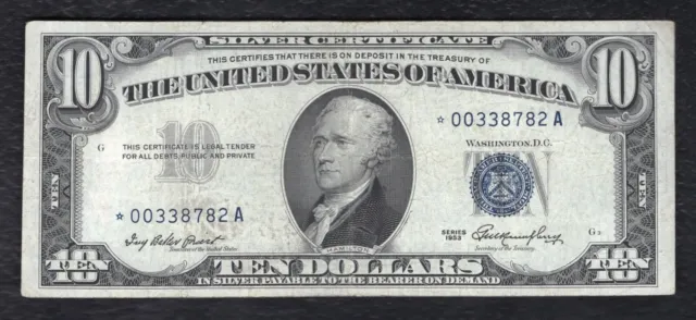 Fr. 1706* 1953 $10 Ten Dollars *Star* Silver Certificate Currency Note Very Fine