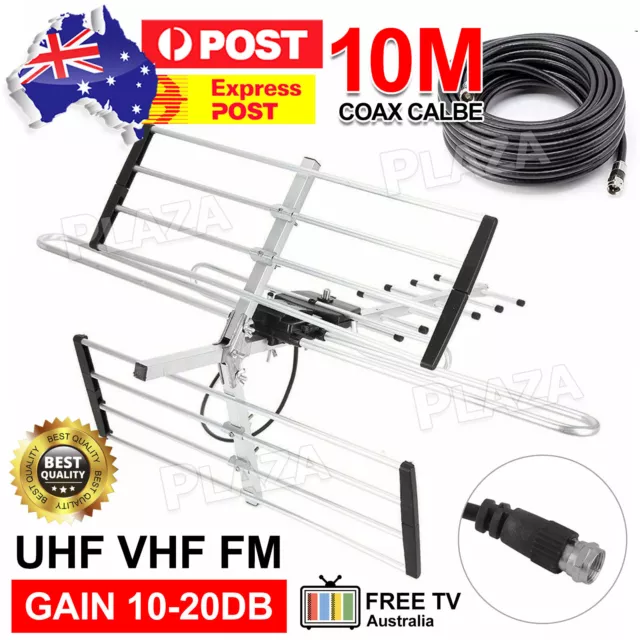 Outdoor Digital TV Antenna Amplifier Signal Booster Aerial UHF VHF FM AUSTRALIAN