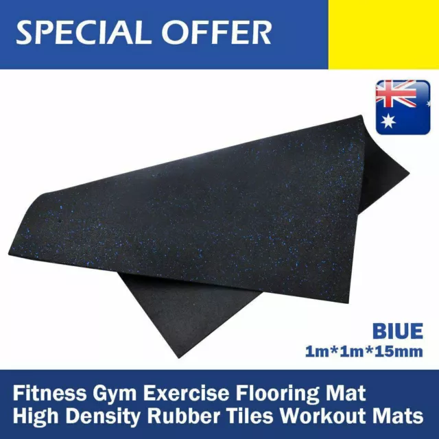 Rubber Gym Tile Flooring Mats High Density Black Blue Fleck Floor Mat 1m*1m*15mm 3