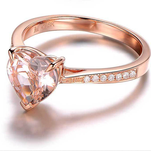 Anello di fidanzamento cristallo moda San Valentino anelli cuori morganite