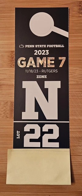 Penn State Football Parking Pass For Rutgers Lot #22