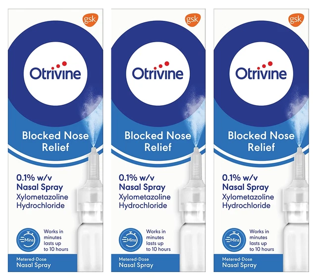OTRIVINE BLOCKED NOSE Relief Nasal Spray, Congestion Relief 3 x 10 ml