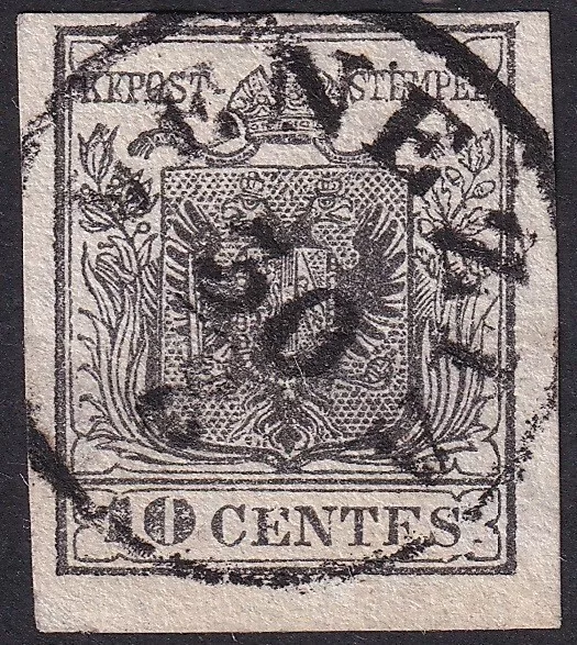 Lombardei & Venetien 10 C. Handpapier Mi.Nr. 2 X gestempelt Mi.Wert 100 € (B393)