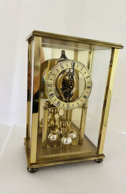 Haller Skeleton Mantle Clock Brass Anniversary Working Quartz Natico Vintage