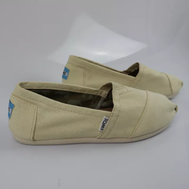 TOMS Women's Classic Solid Natural Lt Beige Canvas Slip On Flats Shoes Sz 6.5