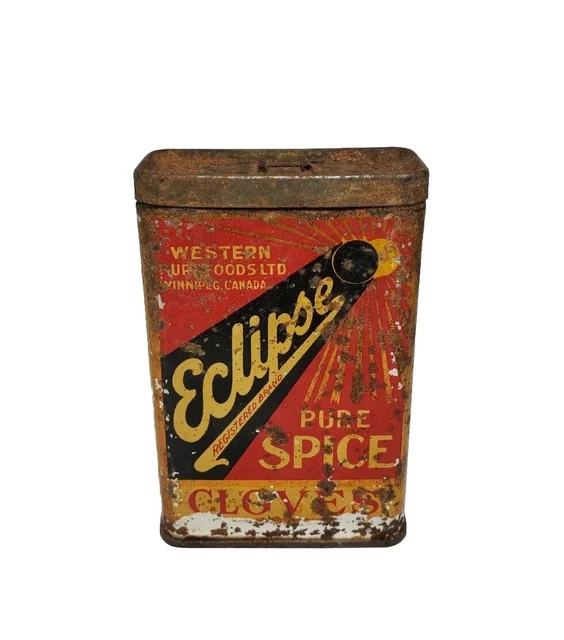 Vintage Eclipse Spice Tin Cloves Western Pure Foods Canada