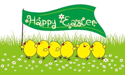 Happy Easter Chicks Flag 5 x 3 FT - 100% Polyester With Eyelets - Easter Flag