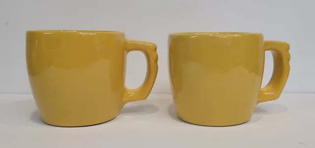 Vintage Pair, Frankoma SC, Westwind Autumn Yellow 8oz, 3" Tall Cup, Mug