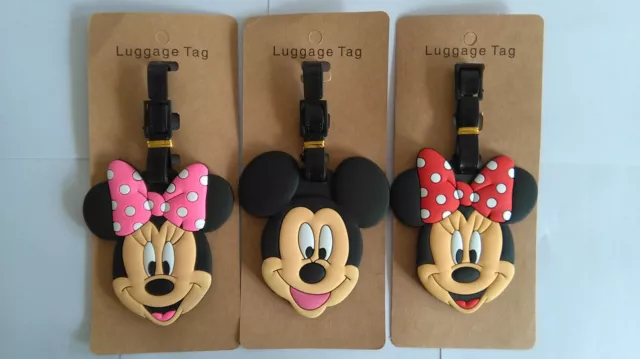 NEW Mickey Mouse Minnie Mouse Head PVC Luggage Labels Tags Travel Baggage Tags