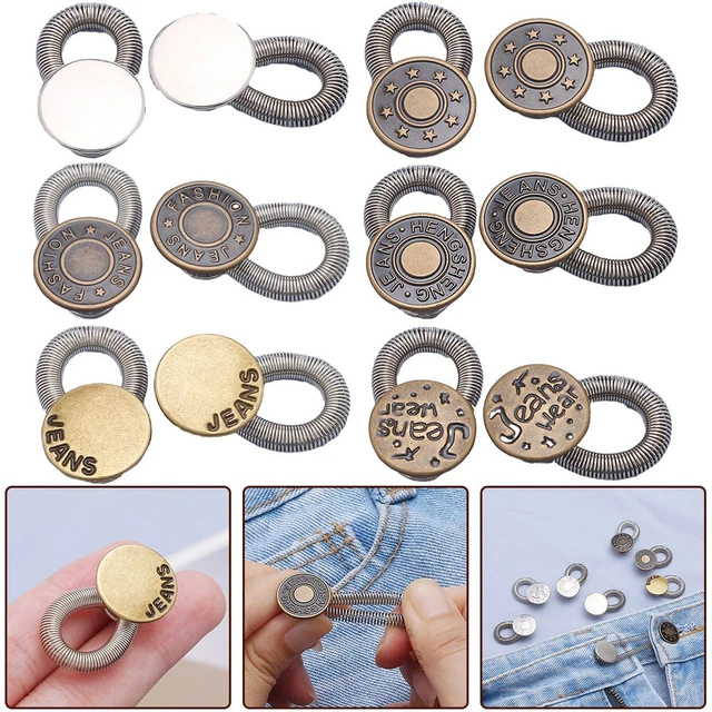 Set Di 8 Estensori Per Vita Jeans - Bottoni Elastici In Metallo Per Allargare Pantaloni E Gonne (blu) - Foto 6
