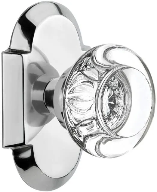 Nostalgic Warehouse Cottage Plate with Round Clear Crystal Glass Knob Privacy