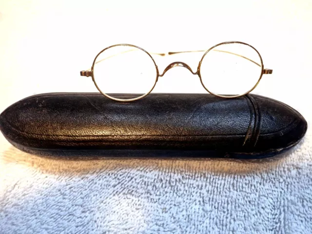 10K Solid Gold 1880'S Oval Eyeglasses From Europe W/ Case In Wonderful Condition