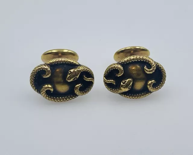 Antique Victorien 14k or Jaune Serpent Boutons Manchette