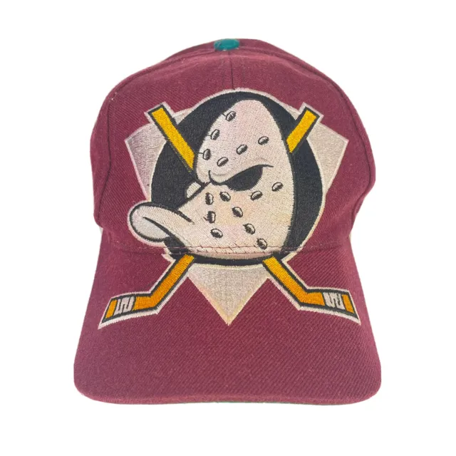 Vintage Mighty Ducks Of  Anaheim Hockey Big Logo Embroidered SnapBack Hat AJP
