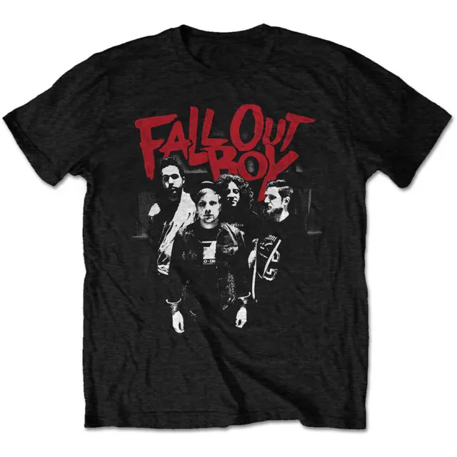 T-shirt da uomo nera Fall Out Boy FOB con licenza ufficiale Punk Scratch Band