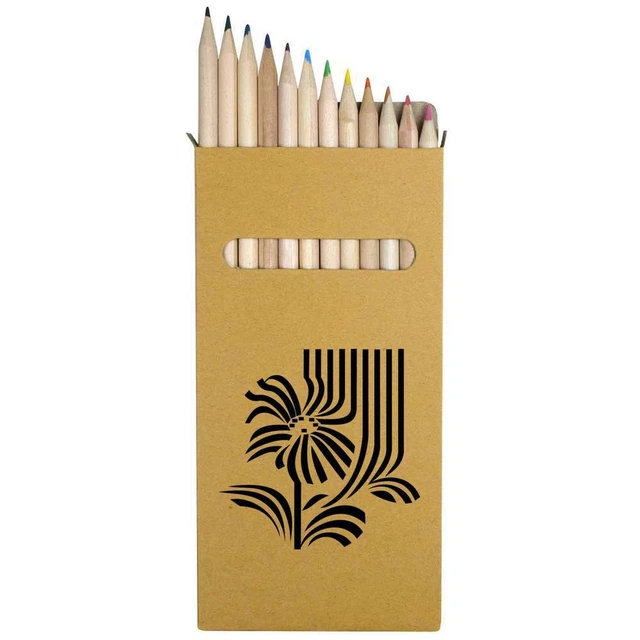12 x 'Linie Blumen 1' lang 178 mm Buntstifte/Bleistift Set (PE00051093)