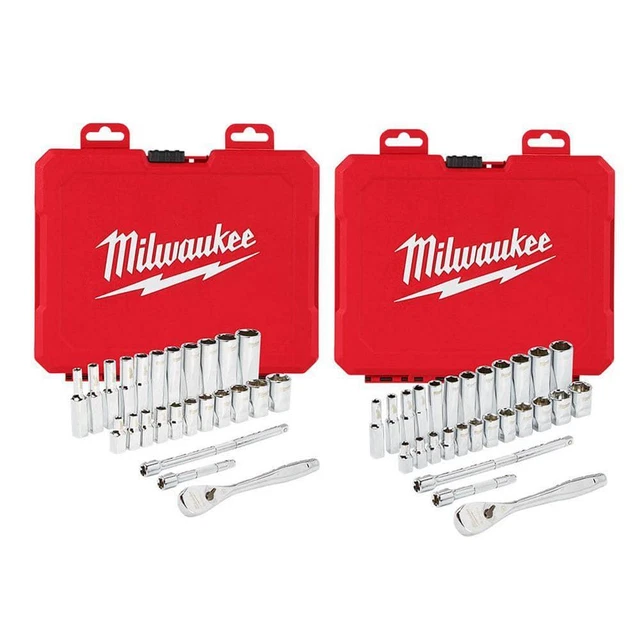 Juego de trinquete y zócalo Milwaukee 54 piezas + perfil delgado + 4 grados de swing de arco