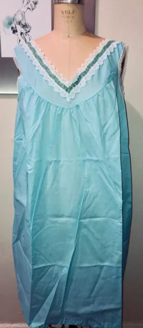New Vtg 60'S Sears* Robin Egg Blue Perma Prest Nightgown Gown Pajama *38-40 L/Xl