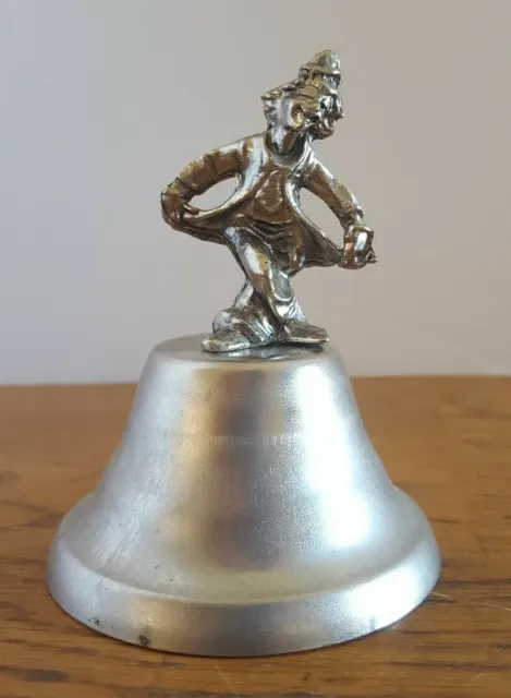 Vintage Pewter Clown on Metal Bell standing 4" Tall
