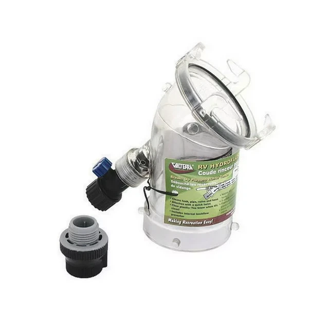 Valterra F02-4100, RV HydroFlush Sewer Hose Reverse Flush Valve, 45 Degree Clear