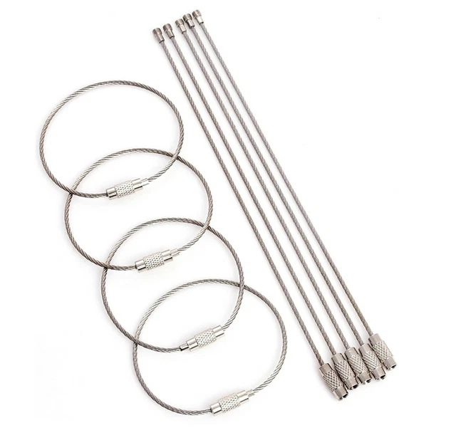 50 Anneaux Bagues pour Clés Câble de Traction Ø50mm Porte-Clés Rond Inox Fil