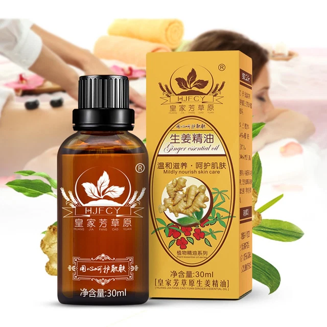 Aceite de jengibre terapia natural líquido linfático para drenaje abdominal masaje EE. UU. F3X8