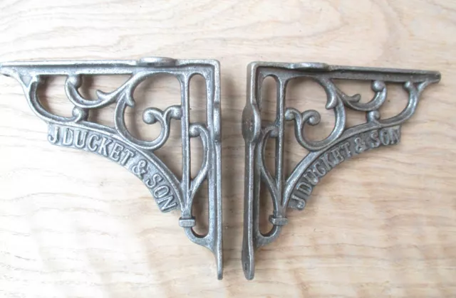 5" PAIR of J DUCKETT antique Vintage cast iron shelf bracket Sink Toilet Cistern