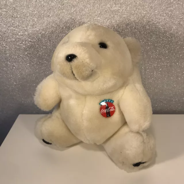 Vintage 1993 White 6" Coca Cola Polar Bear Plush Stuffed Animal