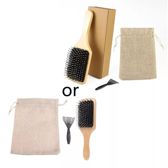 Bristle Hair Brushes for Women Men Kid Bamboo Paddle Hairbrush for Wet Dry Hair