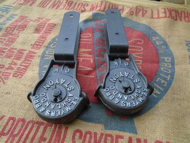 Antique/Primitive Original Barn Door Rollers F.e Myers Ashland Ohio Restored 2