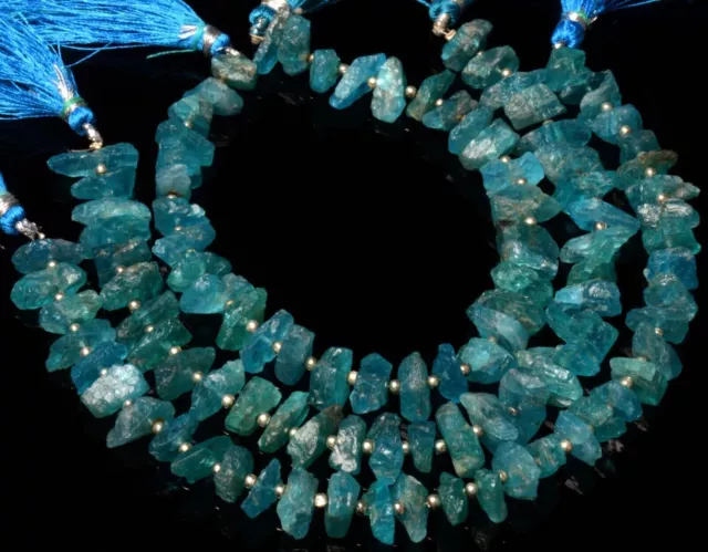 Apatite de gemme naturelle, perles brutes de taille 9 à 10 mm, brin de 8 pouces