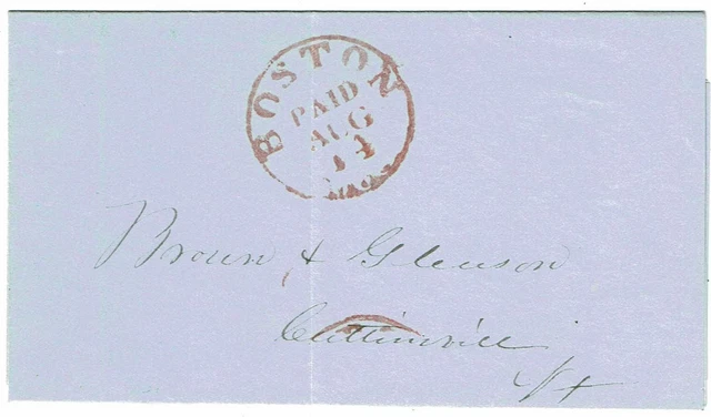 1851 Boston, MA PAID cancel on printed circular for the Elm St. Hotel