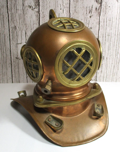 Vintage Decorative 7" Copper & Brass Diver's Helmet Cool, Not Perfect