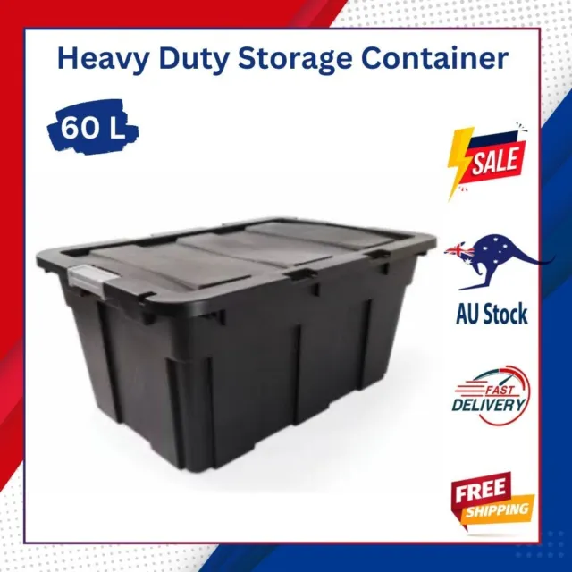 60L Large Heavy Duty Plastic Storage Box Crate Tote Organiser Bin Container*