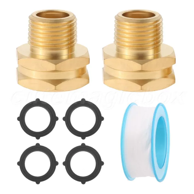 Brass Connector Hose Washers Sealing Tape Kits 3/4" GHT Female to 1/2" NPT Male