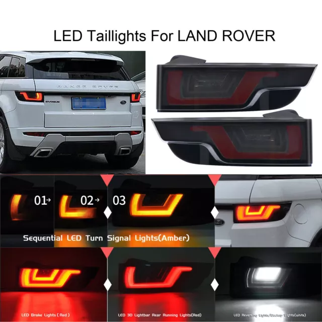 2X Led Smoked Rear Tail Light Lamps For Land Range Rover Evoque L538 2011-2018