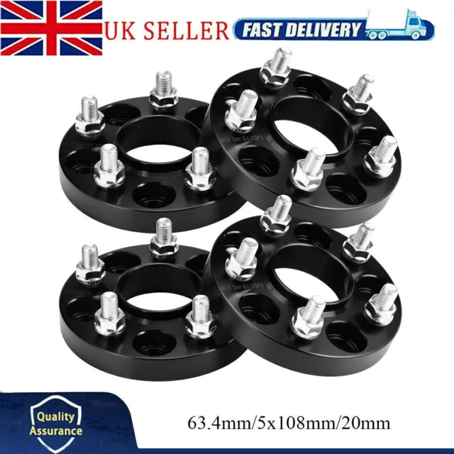 Fits Ford Focus MK2 MK3 RS ST 20mm Alloy Wheel Spacers Hub Centric 5x108 63.4 x4
