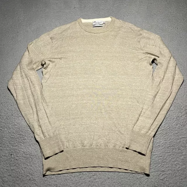 Peter Millar Crown Cool Sweater Mens Medium Beige Merino Wool Linen Stretch